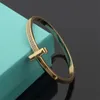 2022 Fashion Brand Crystal Cuff T Couple Designer Bracelet for Men&women Classic Plating Gold Stainless Steel Bracelets Jewelry