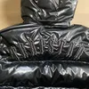 トップトラップスターシャイニーブラックコートメンメン女性刺繍イレーングジャケットデタッチ可能なフード冬ジャケットジャケットストップ