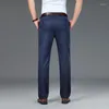 Herenbroeken Zomer Merk Bamboevezel Dun Katoen Stretch Heren Pasvorm Recht Business Casual Hoge taille Lichtgewicht Trou