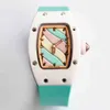 Luksusowa AAAA Mechanics Watches Richa Milles Wristwatch Business RM07-02 W pełni automatyczny zegarek mechaniczny biała taśma ceramiczna RM007679