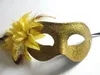 Galvanisieren Goldpulver Feder große Blume Flachkopfmaske Maskerade Karneval Venezianische Halloween-Abschlussball-Tanzparty-Maske 15 teile/los