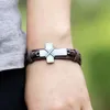 Retro Cross Spot Genuine Leather Alloy Smycken Armband Christian Cross Armband Armband med hand Gratis frakt