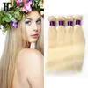 613 Blonde Virgin Hair 4PCS Lot Brasiliansk Virgin Rak Mänskligt Hår Väv Billiga Blondin Brasilianska Hårväv Bundlar HC Produkter