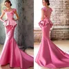 2019 robe de bal rose robes de soirée sirène pour femmes mancherons sur l'épaule balayage train robe de bal en dentelle robes d'occasion spéciale