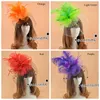 Handmade Flower Feather Bridal Hat Hair Accessories Tocados Para Boda Plumas Wedding Veil Hats Hot Sale Wedding Hat Veil Chapeau Mariage