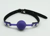 Оптовая продажа: 41 мм Фиолетовый силиконовый шар GAG, ограничение бондажа резиновая вилка рта с PU RELL, Adule Sex Ballage Ball Gag