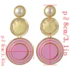 idealway 6 Colors Gold Plated Enamel Round Pearl Rhinestone Drop Earrings Jewelry Accessories For Women