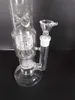 H: 37CM Pipe à eau en verre Bong 18 "pouces Pipe à eau droite en verre pur TreePerc avec trois percolateurs de pneus en nid d'abeille Qualité de la marque