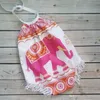 Новорожденных девочек одежда новые летние рукавов комбинезон слон печати кисточкой наряды младенческой Bebes Холтер Sunsuit для малыша 0-24 м