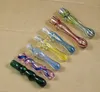 glass one hitter smoke pipe tobacco spoon Heavy dichronic dichroic mix color and style free shipping wholesale 4-5 Inch