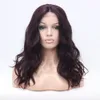 gratis frakt vacker mode hivision spets front wig kvalitet värme ok syntetisk av svart blanda djup lila vågig lång peruk
