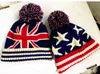 Unisex Union Jack или Stars Trapes USA Флаг Теплый Зимний Боббл Beanie Великобритания Флаг Череп лыжа Pom Pom Hat Cap 10 шт. / Лот бесплатная доставка