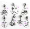 100 Pcs/lot 7 STYLES Antique Argent-fini Ancre Voilier Charme Perles Fit Bracelet Européen Bijoux DIY B005 B003 B001 B002