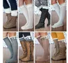 neue Häkelspitzenbesatz aus Baumwollstrick-Beinwärmerstiefel Womem Lange Baumwollsocken Kniehohe lange Socken Beinwärmerstrumpf kostenloser Versand auf Lager