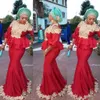 Aso Ebi Mermaid Abiye 2018 Siyah Kızlar 3/4 Uzun Kollu Peplum Aplikler Ile Afrika Balo Elbise Parti Giymek