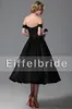 Sexy Black Prom Dresses Gowns 2015 에펠 탑에서 새롭고 어깨와 우아한 A 라인을 벗어난 매력적인 애인과 함께 차 길이의 이브닝 가운