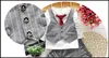 2015 Hot Boys Gentleman Set 2-7y Children's Autumn Passar Kläder Outfits 4PCs T-shirt + Byxor + Plaid Vest + Slips Gratis frakt MOQ: 24sETS SVS0490