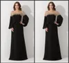 2020 nouvelle offre spéciale noir encolure dégagée en vrac Dubaï caftan robes de soirée à manches longues en mousseline de soie pailletée robes de soirée formelles robe De Festa 144