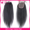 9A Mongolian Kinky Straight Human Hair With Closure Free Middle Three Part Italian Coarse Yaki Lace Closure With Bundles 4pcs/lot