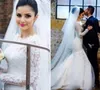 Abiti da sposa musulmani tradizionali a maniche lunghe Applicazioni in pizzo Abiti da sposa a sirena modesta Abito arabo islamico Dubai Vestido De Noiva