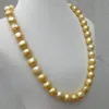 2017New Enorma vackra 11-12mm Natural AAA +++ South Seas Golden Pearl Necklace 18 "Gul Ball CLSAP!