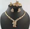 Africa Jewelry Sets Dubai Necklace Bracelet Ring Earring 18K Gold Plated Fashion Women Wedding Party Set