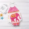 Nouveau-né Bébés Filles Vêtements Date D'été Sans Manches Barboteuses Éléphant Imprimer Tassel Tenues Infantile Bebes Halter Sunsuit Pour Tout-petit 0-24M