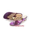 Goud / paarse steentjes slippers lage hak cut-out sandalen voor bruiden flip flops 2.5 cm hak kristallen schoenen vrouwen slip-ons US maat 4-11