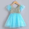 2016 sommar ny ankomst barn klänningar tjej glittrande paljettklänning med 5 färger söta baby flicka spets tutu prinsessan klänning barn summ7017286