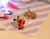 Christmas Bells Stud Earrings Korea Fashion Exquisite Diamond Rhinestone Stud 18mm 5g Christmas Gift White Red Color