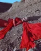 Elegante sirena roja vestidos de baile para mujeres embarazadas Arabia Saudita manga larga Apliques Vestido formal Ropa de noche Vestidos de fiesta personalizados