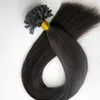 50g 50Strands Pre 본드 네일 팁 u 팁 인간의 머리카락 확장 18 20 22 24inch # 1B / Off Black Brazilian Indian hair 최고 품질