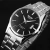 HQ Super Stainless Steel Band Date Analog Quartz Sport Mens Wrist Watch Sliver