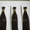 Pre bonded I Tip Braziliaanse human hair extensions 100g 100 strengen 18 20 22 24 inch 2 donkerste bruine rechte Indiase haarproducten3048624