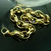 (B169) Neuer Stil 18K Gold gefüllte Edelstahlkettenarmbänder 10 mm breit