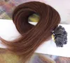 ELIBESS Hair-Flat tip hair 1g / s 100g / pack Remy indio queratina italiana extensiones de cabello de punta plana 16 "-26" 6 # marrón claro