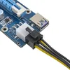 Freeshipping 10pcs 0.6M PCI Express PCI-E da 1X a 16X Riser Card Extender + cavo USB 3.0 / cavo di alimentazione SATA da 15 pin a 6 pin per BTC LTC Miner