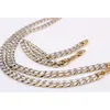 set di gioielli oro 18k riempito GF 2 toni pringting cordolo catena cubana 9 millimetri collana di bracciali (8,66 "+ 23,6")