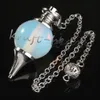 Whole Umy Trendy Silver Plaked 7 Perle in pietra Chakra Dowsing Pendulum opalite opale Opal Pendant Fashion Jewelry1193318