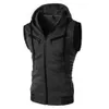 Fall-Men Male Hooded Pockets Vest Sleeveless Casual Good Selling Waistcoats Burgundy/Light Gray/Dark Gray M/L/XL/XXL