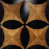 Svart valnöt trägolv Multi-Layer Engineered Wood Floor Marquetry Leaf Designad Parkett Kakel Border Bakgrund Art Deco Wall Citding Mosaic Backdrops