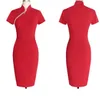 Tallas grandes para mujer Vestidos de trabajo Cheongsam 2016 Hasta la rodilla Manga corta Vaina Bodycon Fiesta de verano Noche Ropa de mujer Talla S a XXL