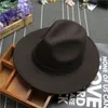 Entier-2019 à la mode nouveau Vintage femmes hommes Fedora feutre chapeau dames disquette à large bord laine feutre Fedora Cloche chapeau Chapeu Fedor261J