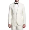 Custom Made Groom Tuxedos 2016 Ivory Groomsmen Sjal Lapel Bästa Man kostym / Brudgum / Bröllop / Prom / Dinner Passar (Jacka + Byxor + Tie + Vest)