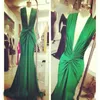 Michael costello gröna kväll klänningar sexig djup v nacke draped kändis speciellt tillfälle klänning prom party wear
