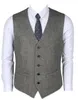 2019 Country Groom Vests Farm Wool Herringbone Tweed Vests Custom Made British Style Groom Vest Slim Fit Mens Suit Vest Waistcoat Dress