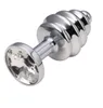 Brinquedos anais de metal, prata de aço inoxidável Butt Plug com jóias de cristal brinquedos sexuais SM605