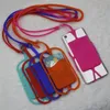 Universal mobile soft Silicone case with long Lanyard strap pounch card slot holder for iphone 15 14 13 12 11 pro max X 8 7 plus smart phone DHL