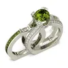 Bridal Ring Set Round Cut 925 Sterling Silver Top Säljer Sparkling Smycken Ametyst CZ Diamant Woemen Wedding Ring Set för älsklings gåva