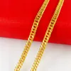 MENS HEAVY 18K YELLOW GOLD FILLED CUBAN LINK CHAIN NECKLACE 20IN - SOLID